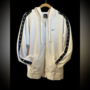 Nike Sweatshirt Women's White Full Zip Hoody  Logo-Tape Outerwear Size Medium